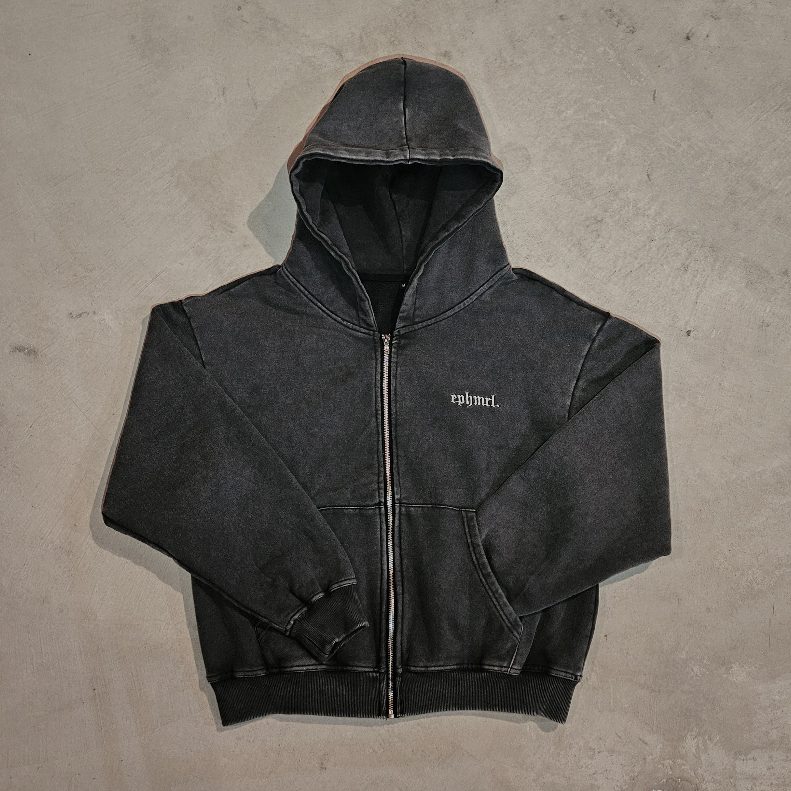 Wait For The Bloom | Charcoal Hooded Zip-up