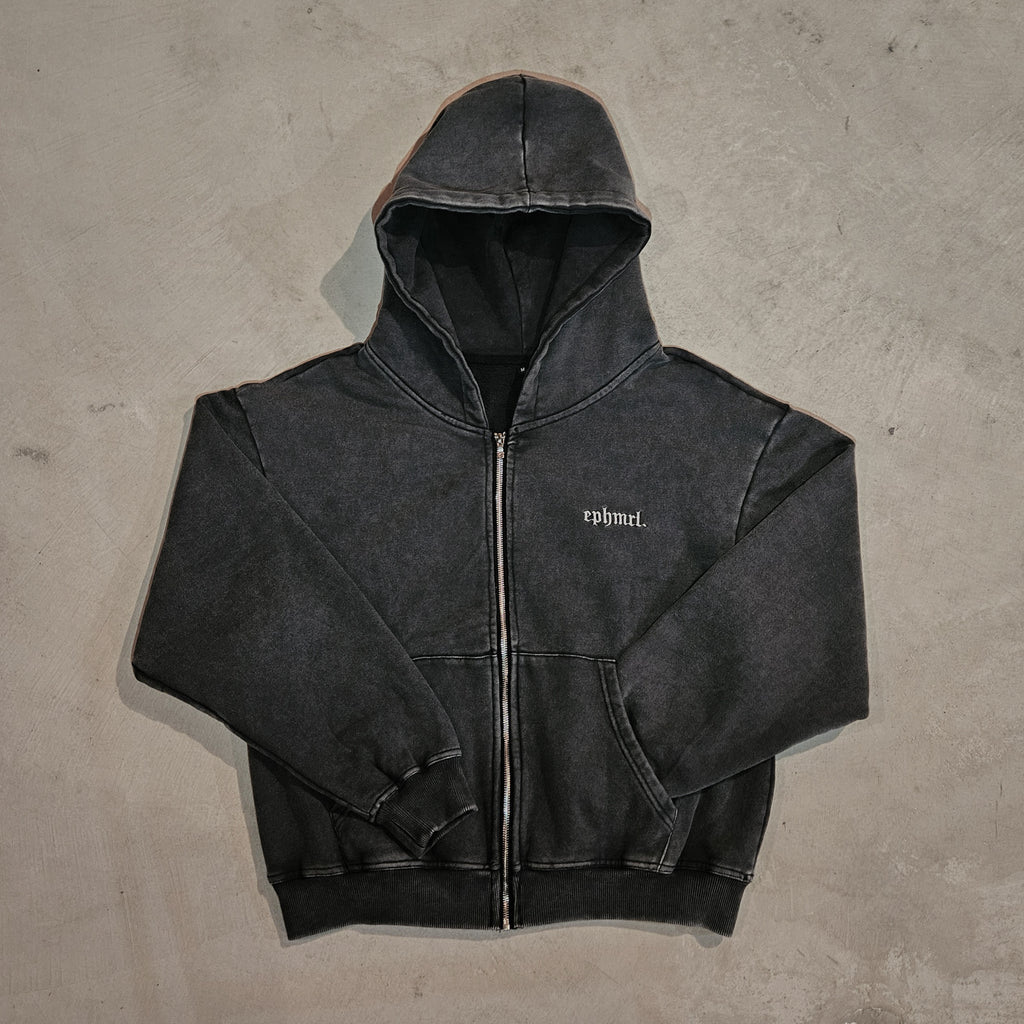 Wait For The Bloom | Charcoal Hooded Zip-up